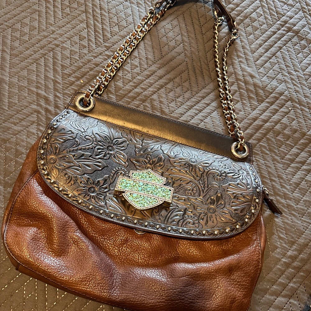 Harley Davison leather turquoise purse.